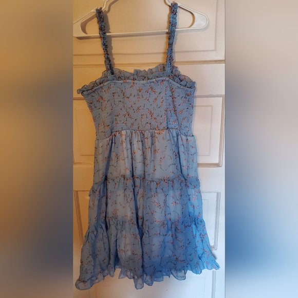 Blue Floral Ruffle Dress - Picture 6 of 7